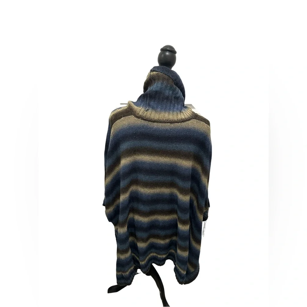 Striped Cowl Neck Sweater - Blue and Brown - Picture 4 of 15